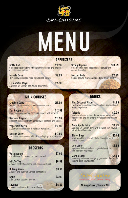 Restaurant menu