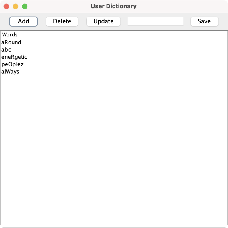 User dictionary