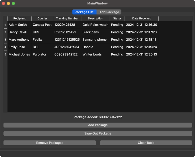 Package list